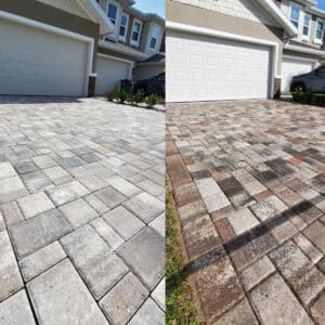 clean home driveway comparison after power washing service in melbourne fl