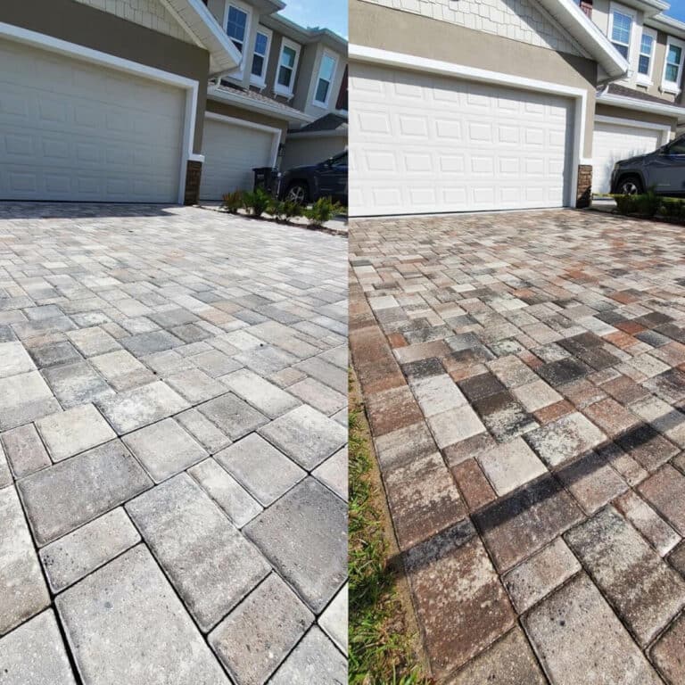 clean home driveway comparison after power washing service in palm bay fl