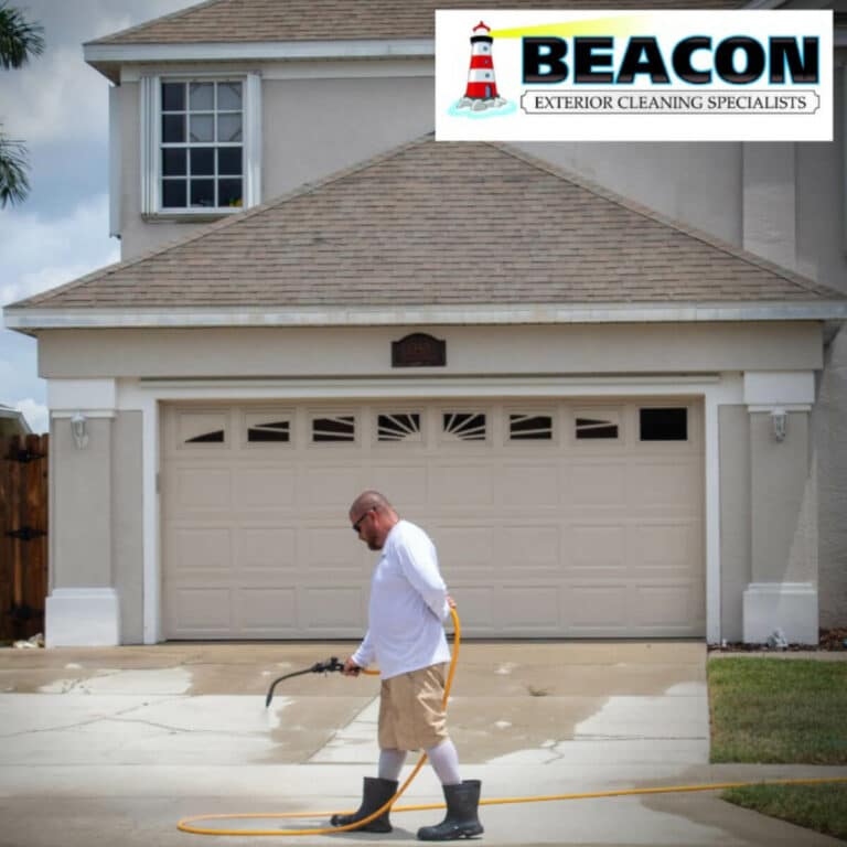 expert pressure washing cleaner in residential driveway in titusville fl